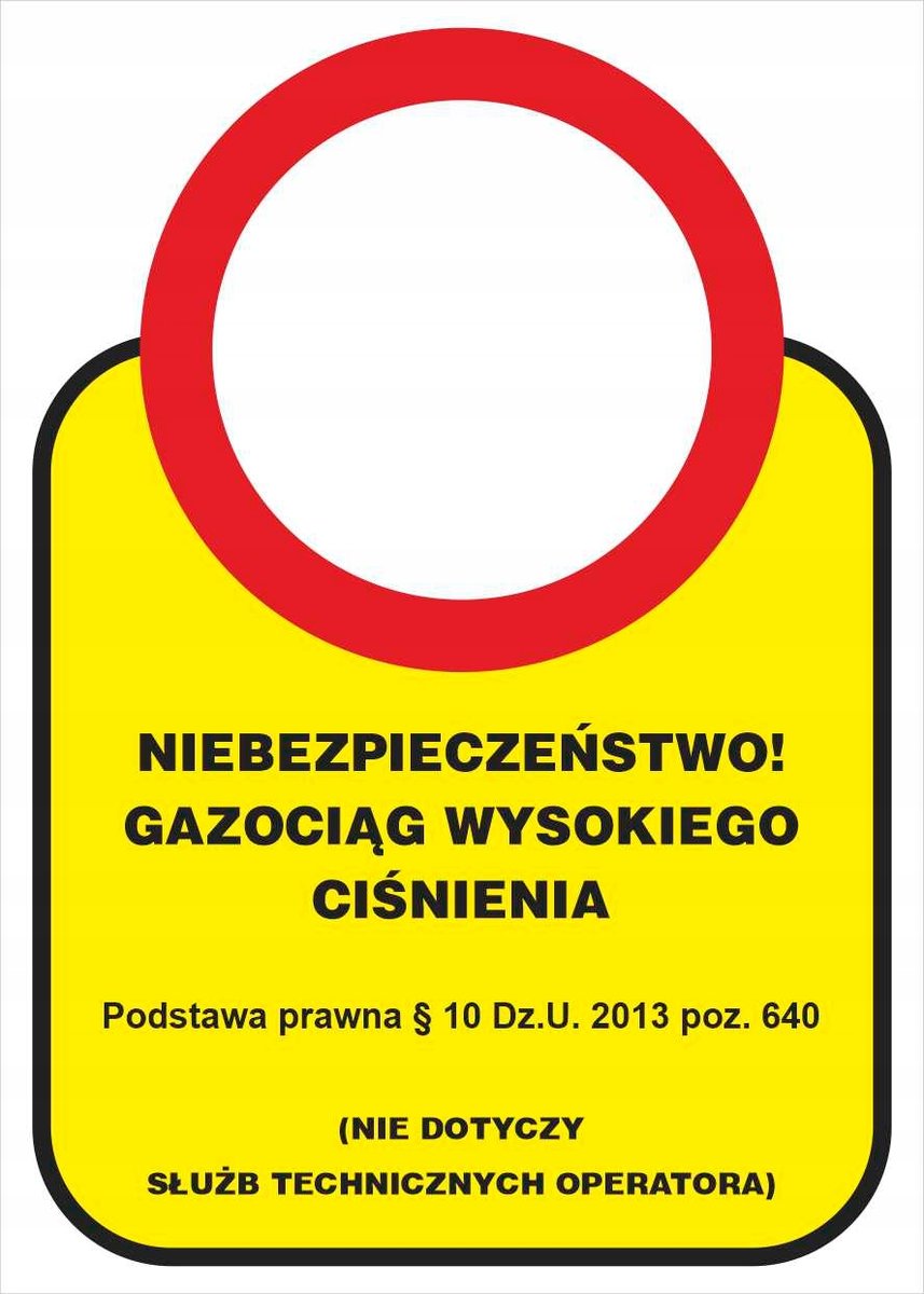 Tablica GAZOCIĄG WYSOKIEGO CIŚNIENIA 30X42cm PCV 3mm