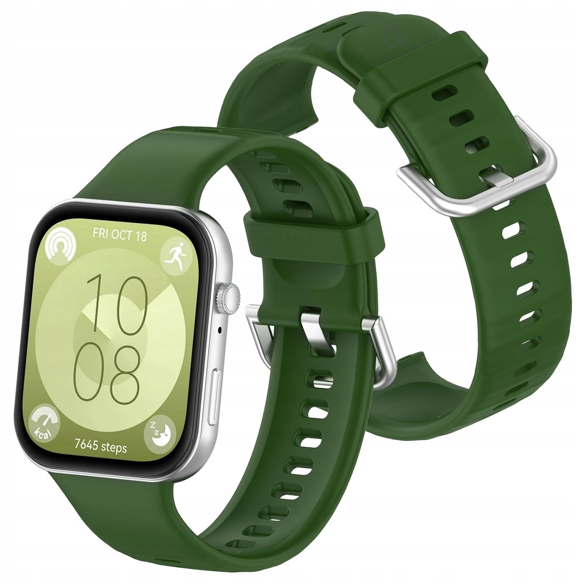 Pasek Bizon Strap Watch Silicone Pro do Huawei Watch Fit 3, ciemnozielony