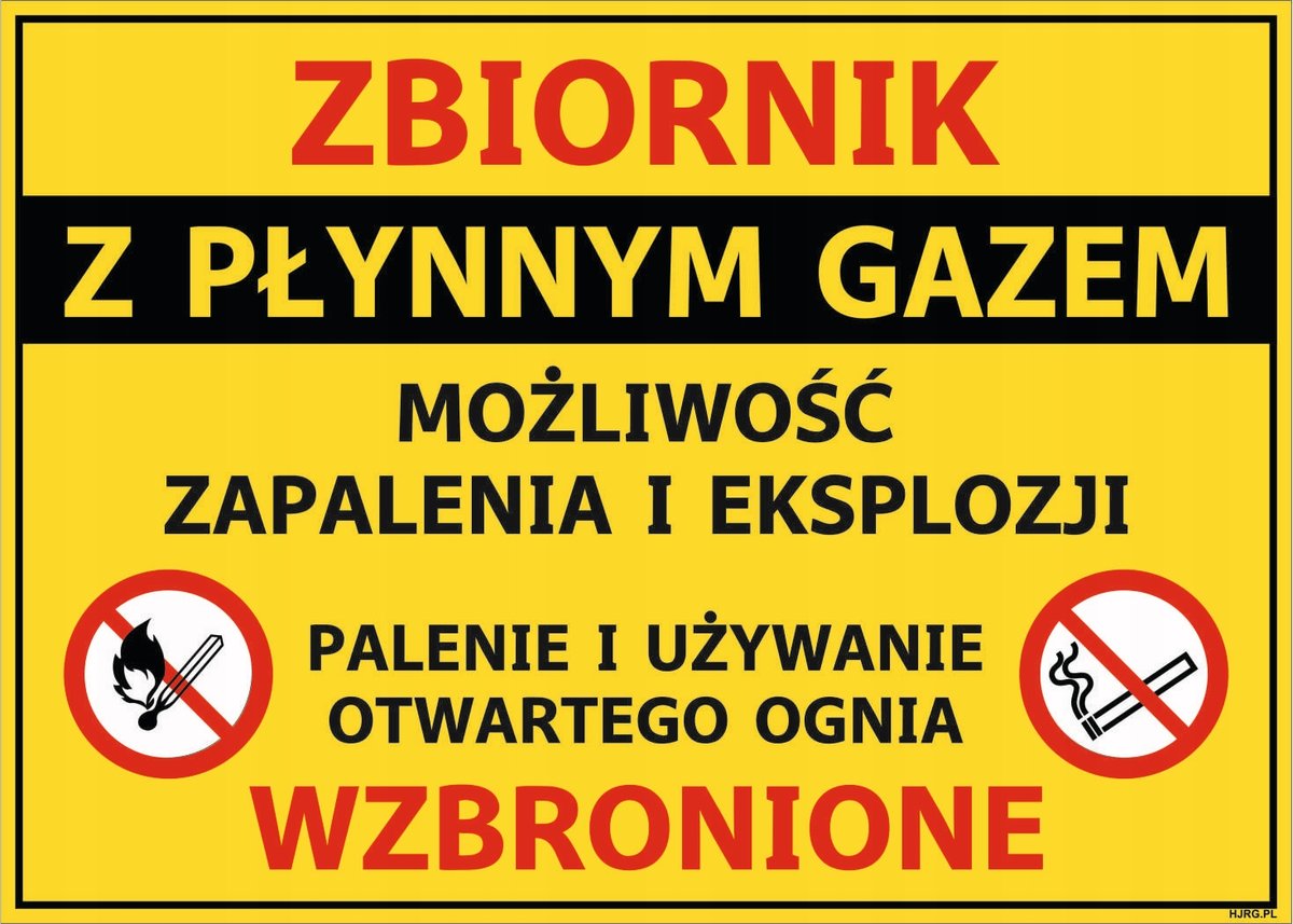 Tablica ZBIORNIK Z PŁYNNYM GAZEM 42X60CM PCV 3MM