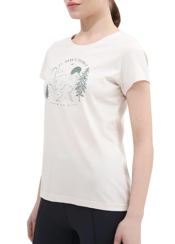 T-shirt damski z bawełny organicznej 4F SS23TTSHF273 - złamana biel XS