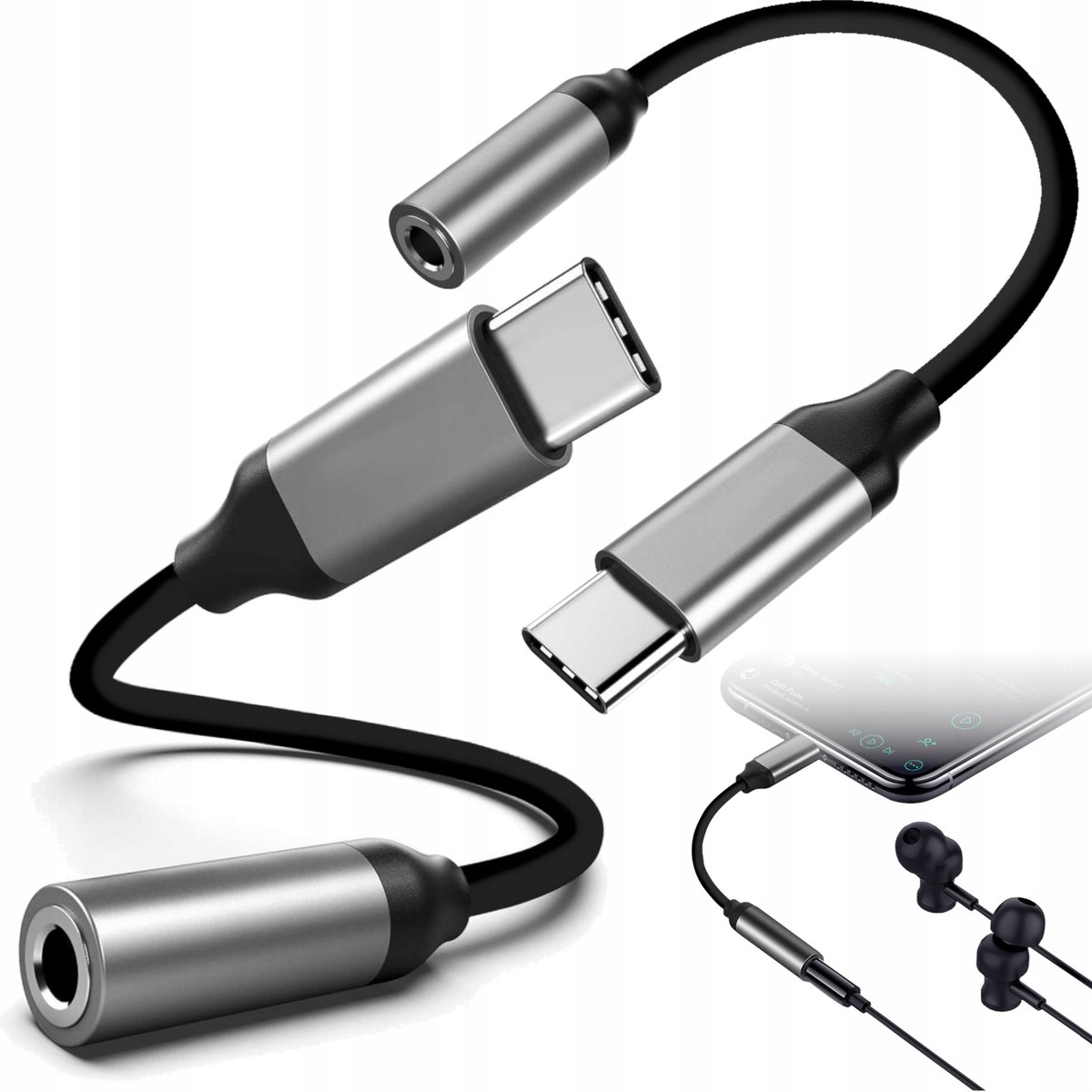 PRZEJŚCIÓWKA ADAPTER AUDIO USB C MINI JACK 3,5 DAC