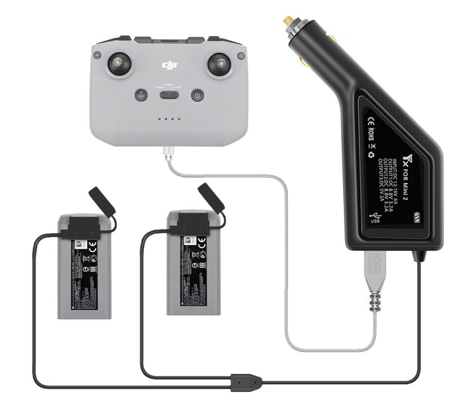 Ładowarka samochodowa dron DJI Mini 2 50min 2w1 USB