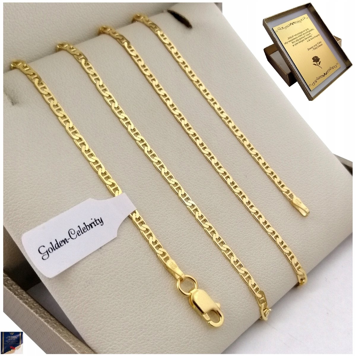 ELEGANCKI ZŁOTY ŁAŃCUSZEK MĘSKI SPLOT GUCCI 50cm/2,5mm 925 + DARMOWY GRAWER