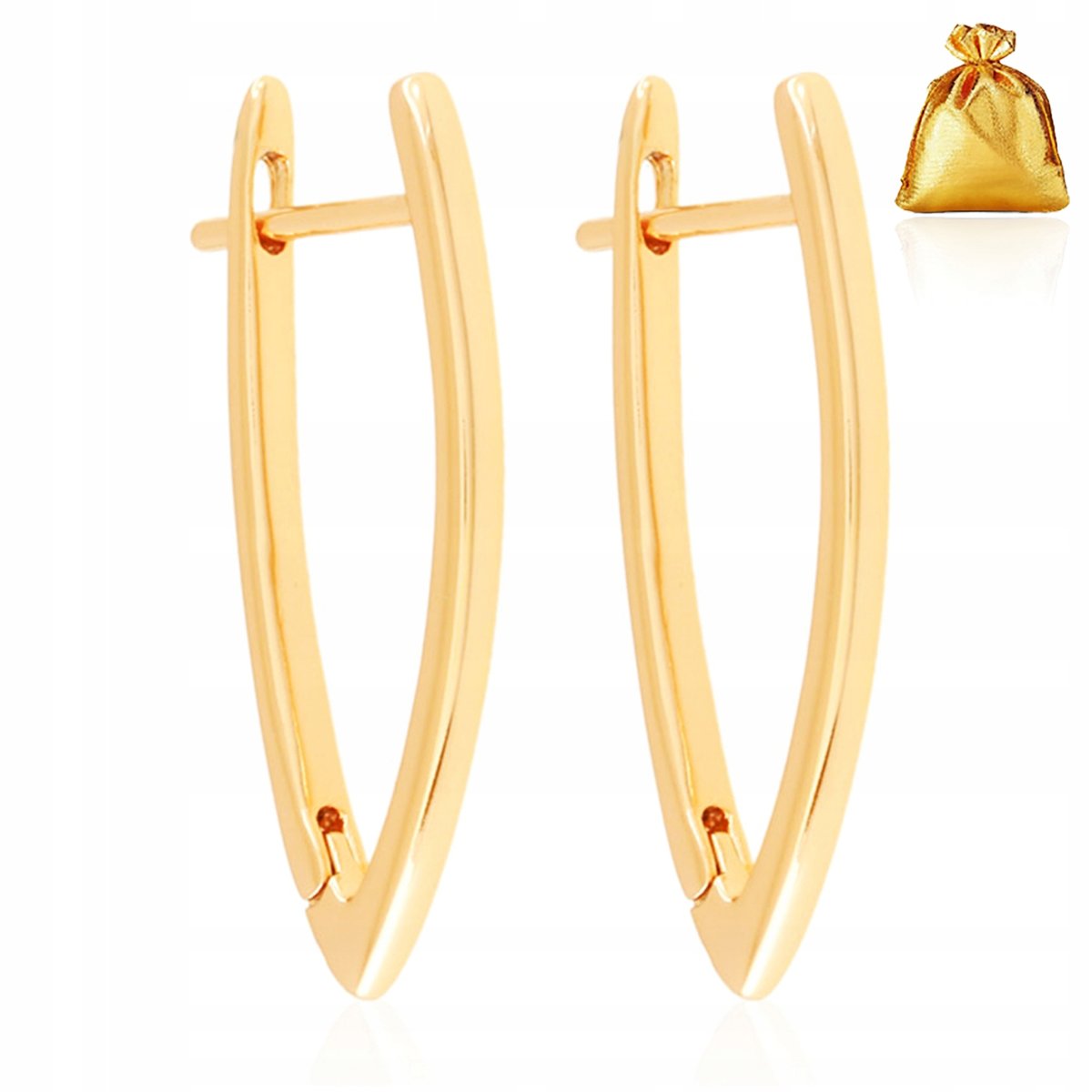 KOLCZYKI ZŁOTE KŁY ZE STALI CHIRURGICZNEJ GŁADKIE POZŁACANE KLASYCZNE 18K