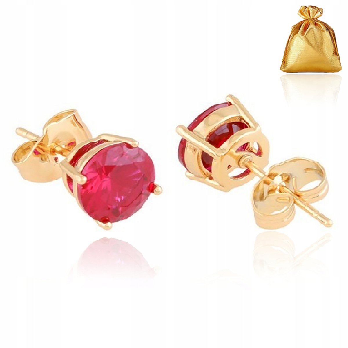 DELIKATNE POZŁACANE KOLCZYKI ZE STALI CHIRURGICZNEJ WKRĘTKI SZTYFT CZERWONE