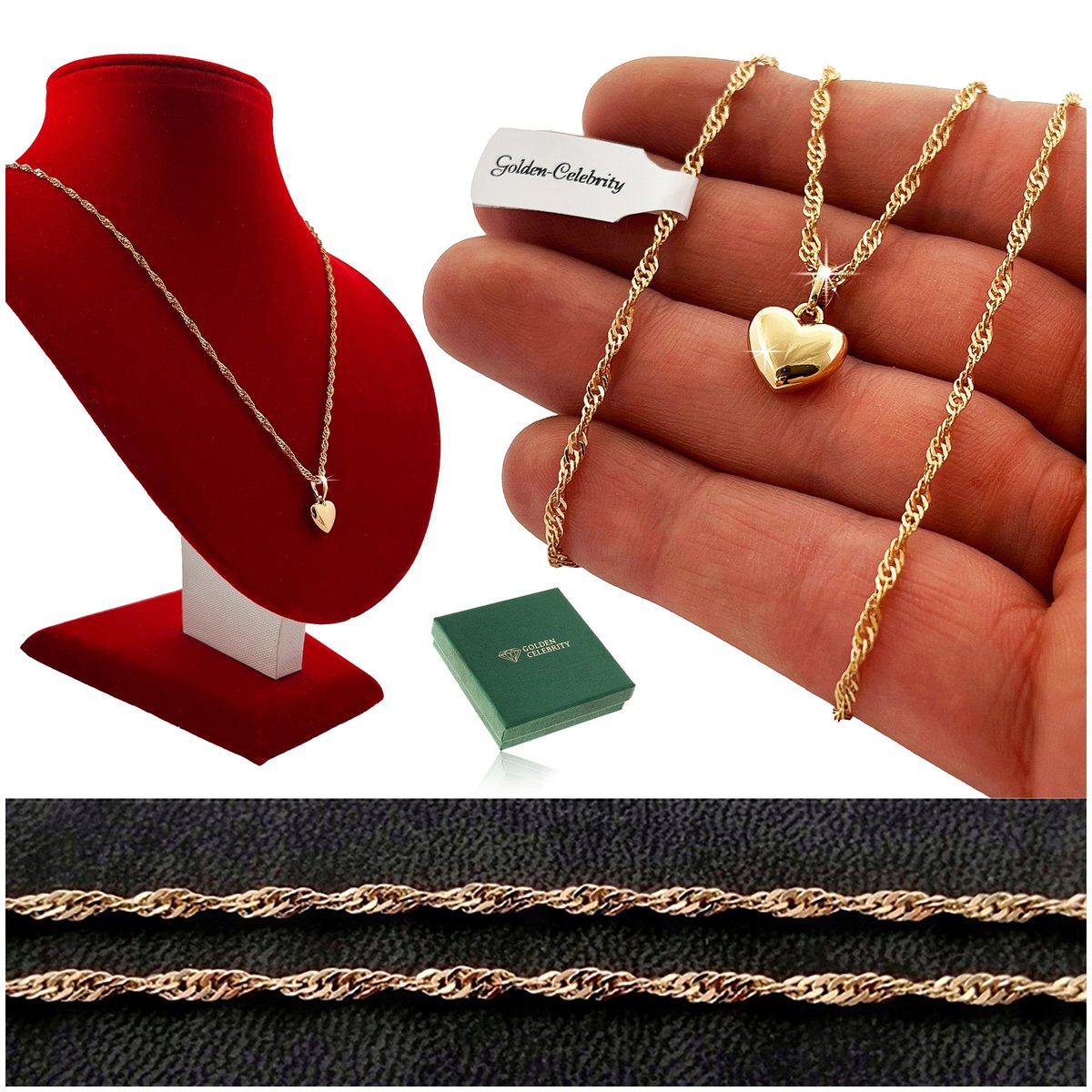 ZŁOTY NASZYJNIK SERCE KLASYCZNE 18K PREZENT DLA KOBIETY, ŻONY, MAMY, CÓRKI