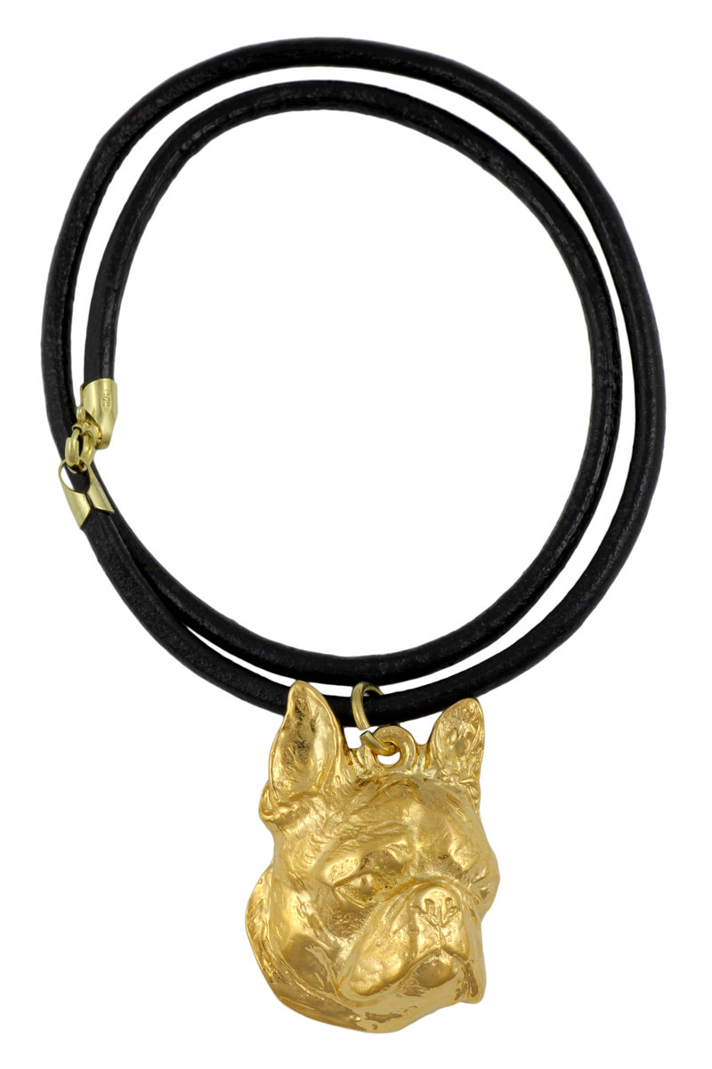 Boston Terrier, Boston Bull Terrier - naszyjnik z psem w pudełku prezentowym, pozłacana zawieszka dla fana psów, efektowna biżuteria marki Art-Dog