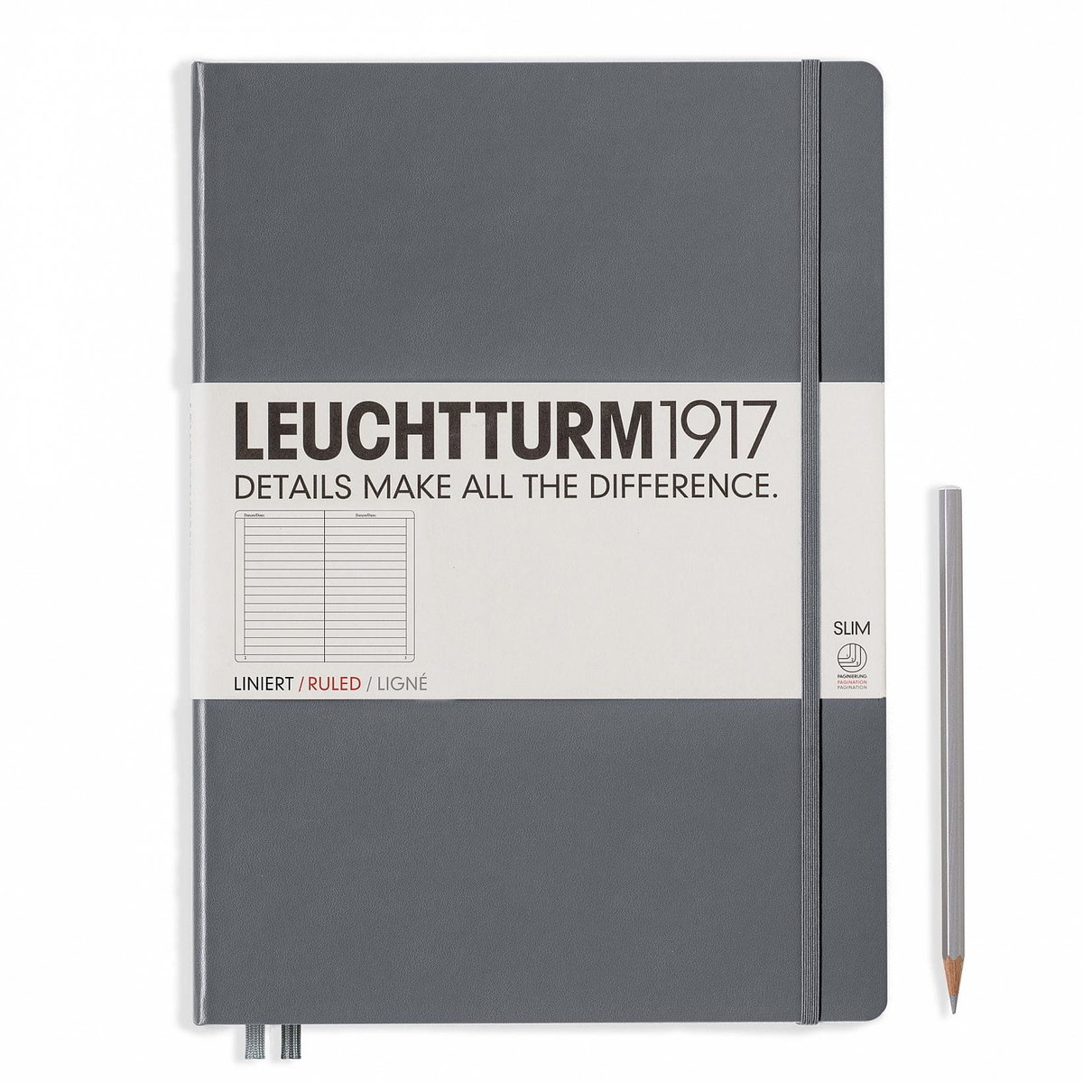 Notatnik Leuchtturm1917 Master Slim A4+, Linie, Antracytowy