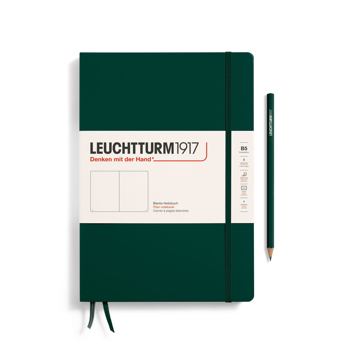Notatnik Leuchtturm1917 Composition B5, Twarda Oprawa, Gładki, Forest Green