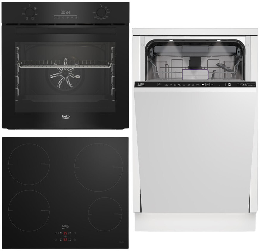 Zestaw AGD do zabudowy Beko Piekarnik BBIE17300B + Płyta indukcyjna HII64400 MT + Zmywarka BDIS38041Q