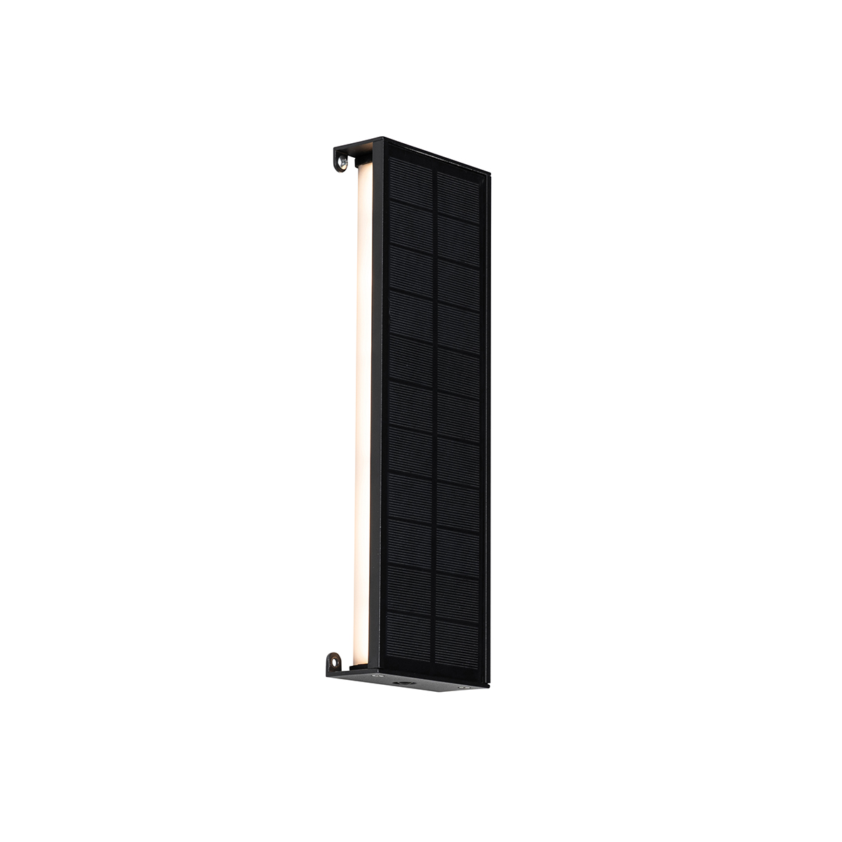 QAZQA Lampa ścienna zewnętrzna czarna 30 cm z wbudowanym LED, 4-stopniowym ściemniaczem i panelem słonecznym - Serena