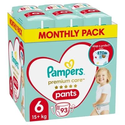 Pieluchomajtki Pampers Pants Premium Care Rozmiar 6 93 szt. Duże Pudełko