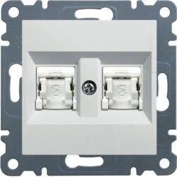 Hager Polo LUMINA2 Gniazdo komputerowe podwójne RJ45 kat. 6 UTP białe WL2160 WL2160