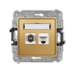 Karlik Gniazdo antenowae pojedyńcze typu F (SAT) + RJ45 Złoty 29MGFK