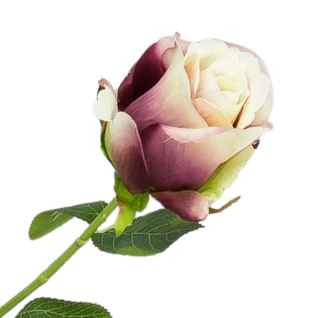 [w0586] Róża na gałązce 47cm kremowo-fioletowa