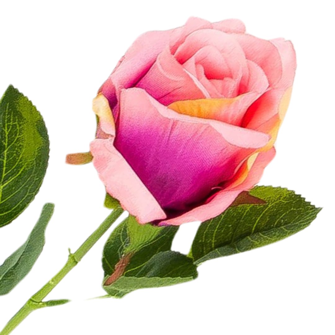 [w0589] Róża na gałązce 47cm cukierkowo-fioletowa