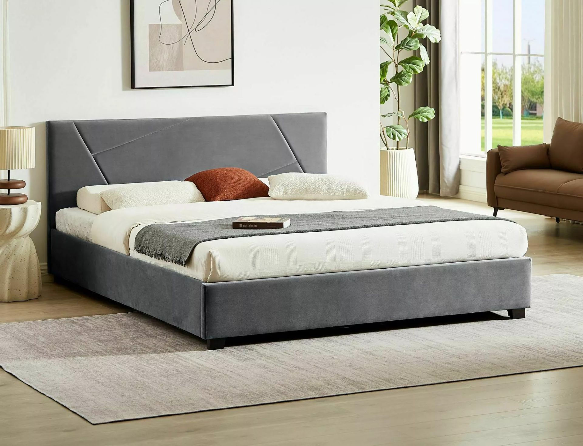 Łóżko Columbia Velvet 160X200 Szary 192