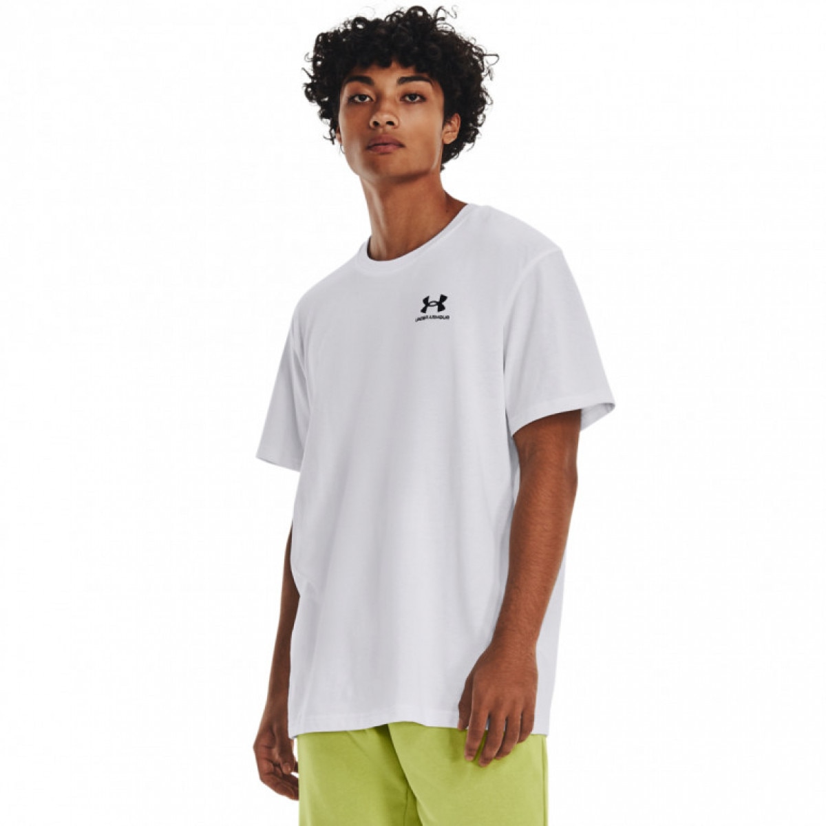 Męski t-shirt z nadrukiem Under Armour UA Icon Fleece Crew - biały - UNDER ARMOUR