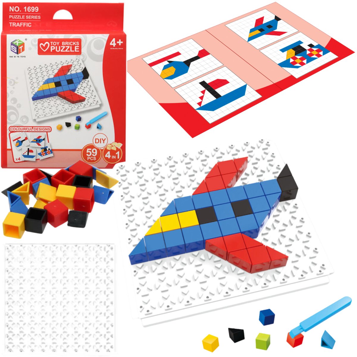 Gra Logiczna Układanka Karty Montessori Tangram Puzzle Klocki Mozaika 59 El