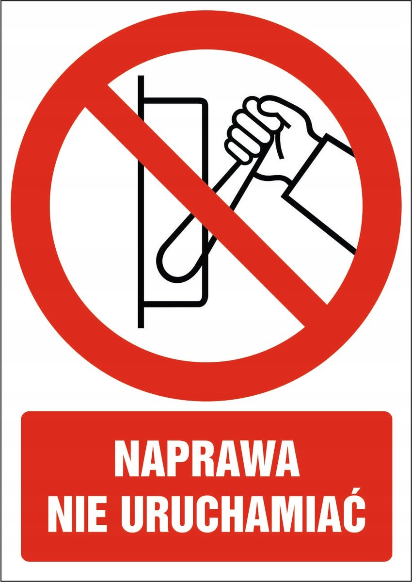 Naklejka Naprawa Nie uruchamiać 30x42cm