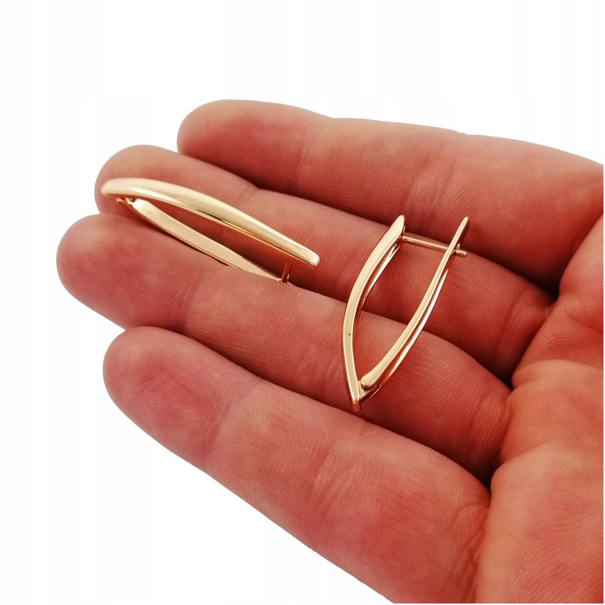 KOLCZYKI ZŁOTE KŁY ZE STALI CHIRURGICZNEJ GŁADKIE POZŁACANE 18K KLASYCZNE