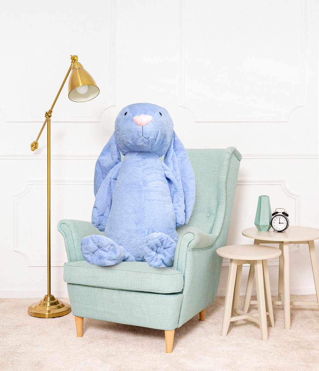 DUŻY MIŚ PLUSZOWY KRÓLIK FIGO PRZYTULANKA MASKOTKA 120cm NIEBIESKI