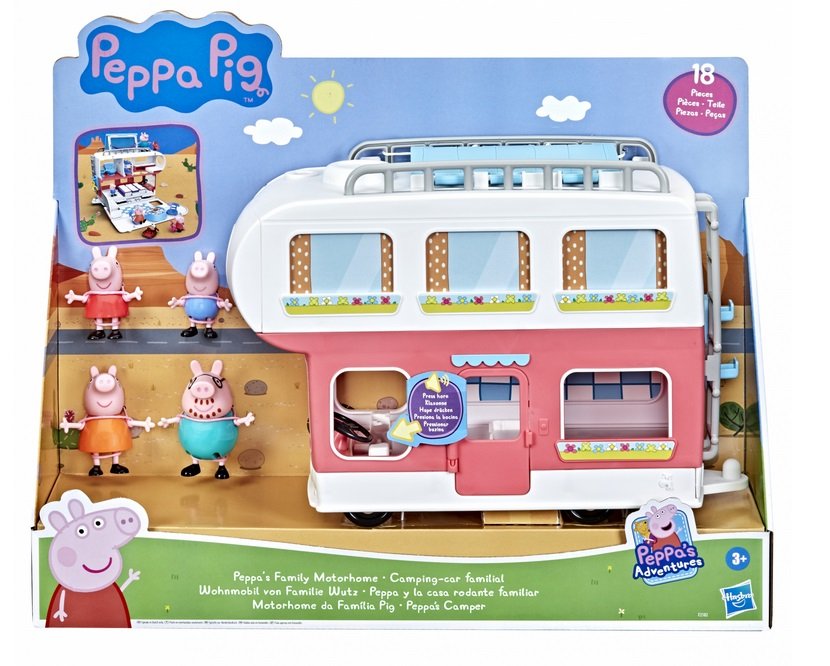 Hasbro Świnka Peppa Zestaw Rodzinny kamper 4 figurki F2182 JĘZYK NIEMIECKI