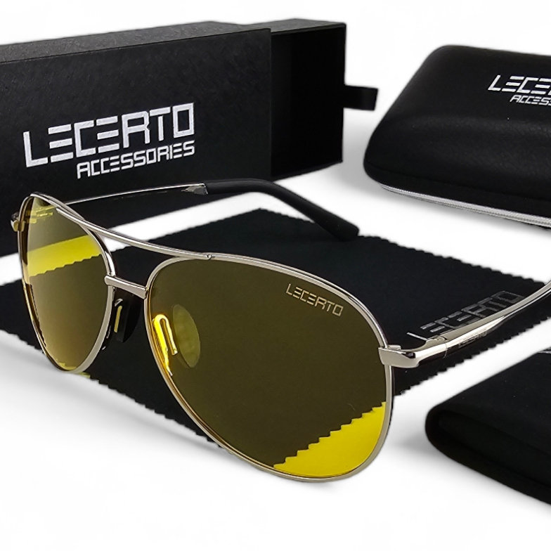 Okulary przeciwsłoneczne NIGHT VISION LECERTO AVIATOR zestaw