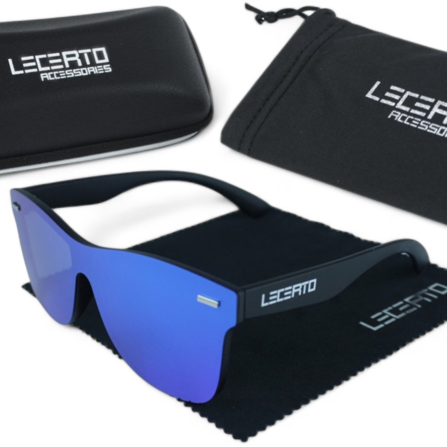 Okulary przeciwsłoneczne polaryzacyjne niebiesko-czarne LECERTO zestaw