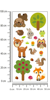 Naklejka Urocze Leśne Zwierzątka I Drzewka Folia Biała 100x200