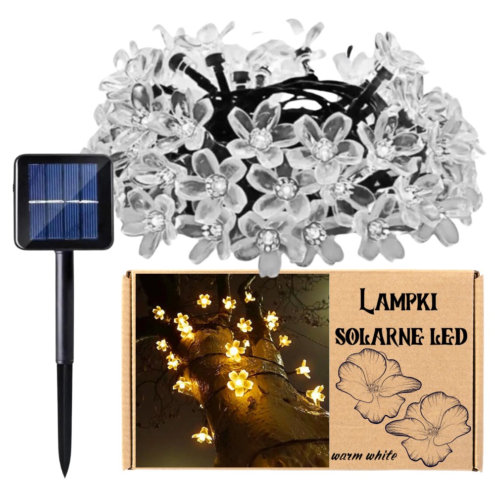 Girlanda Solarna Led Fiołki Na Balkon Taras Światełka Do Ogrodu 50Led 7M