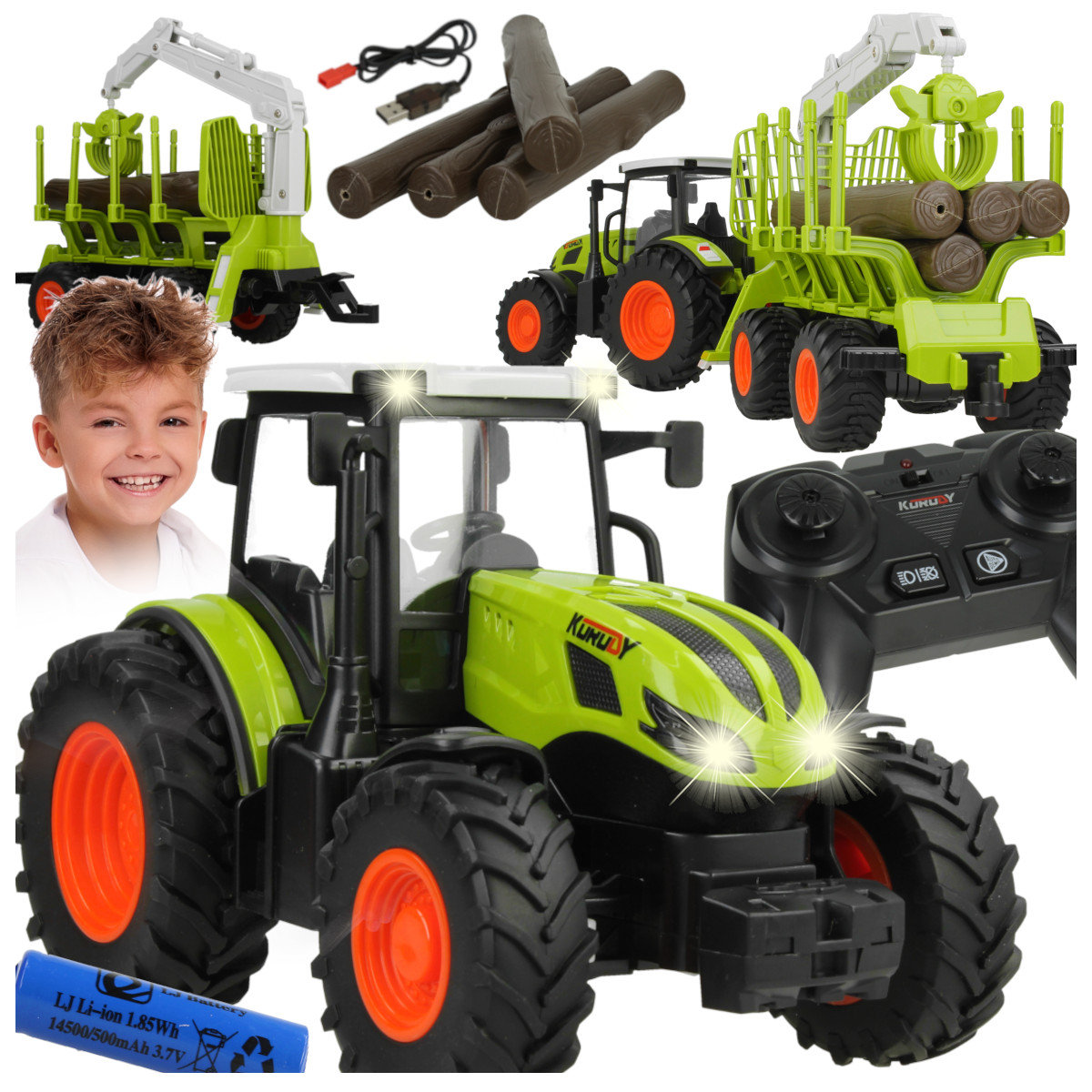 Zdalnie Sterowany Traktor Rolniczy z Przyczepą Zestaw Z1018