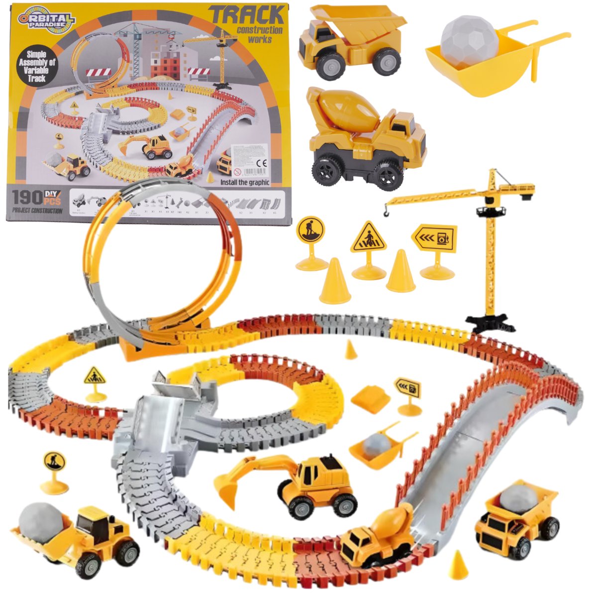 Tor Samochodowy Wyścigowy Kolejka Duży Plan Budowy Auto Zestaw Puzzle 190El