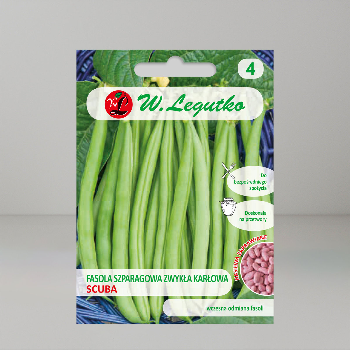Fasola szparagowa karłowa Scuba nas. zaprawiane Zielona 30g - Nasiona - W. Legutko
