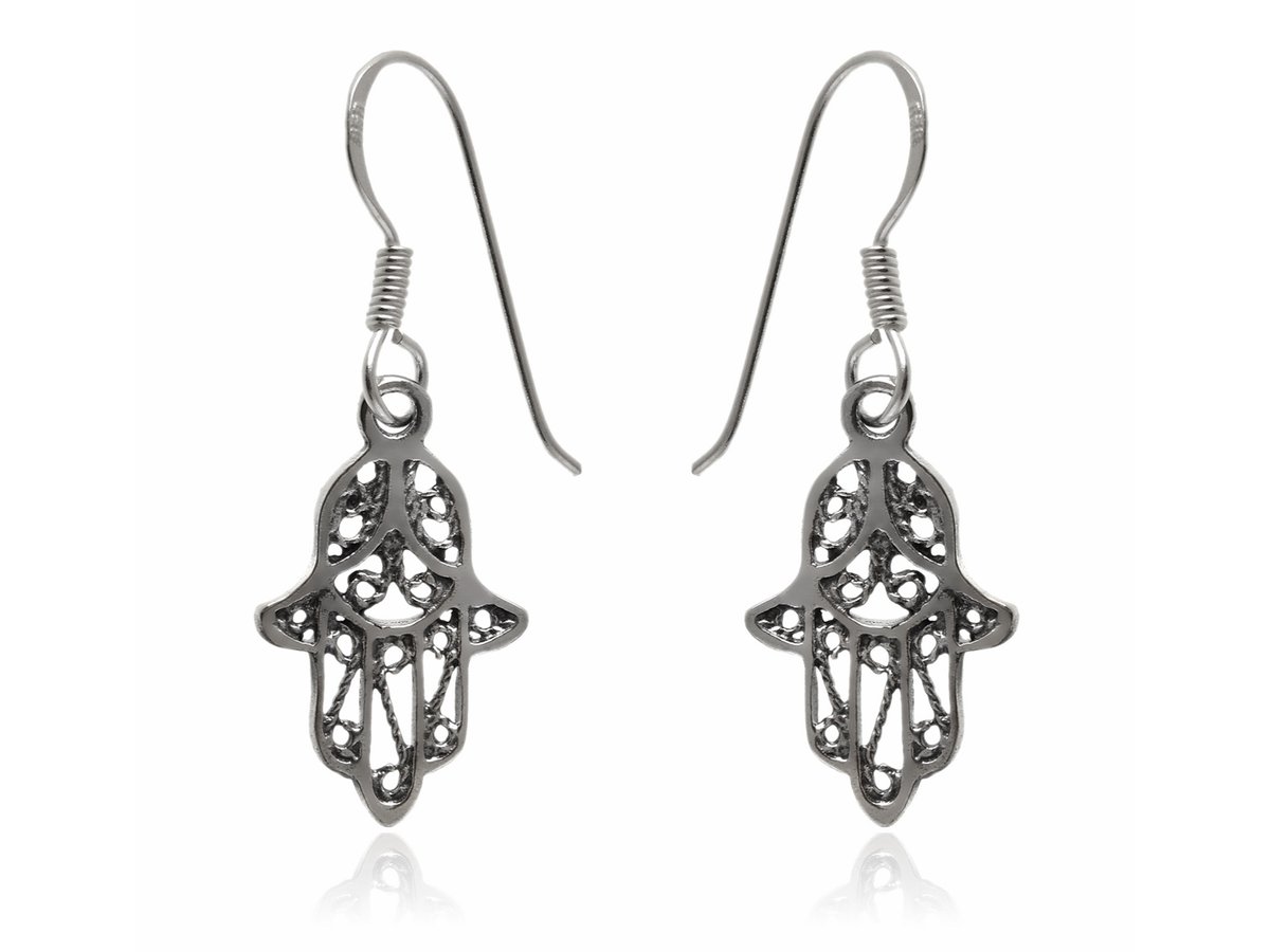 Kolczyki ażurowe Ręka Fatimy Dłoń Hamsa k3632