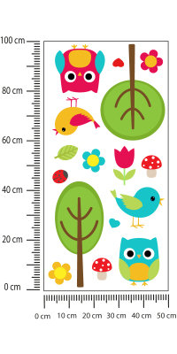 Naklejka Bajkowe Sowy, Ptaki I Drzewa Folia Biała 100x200