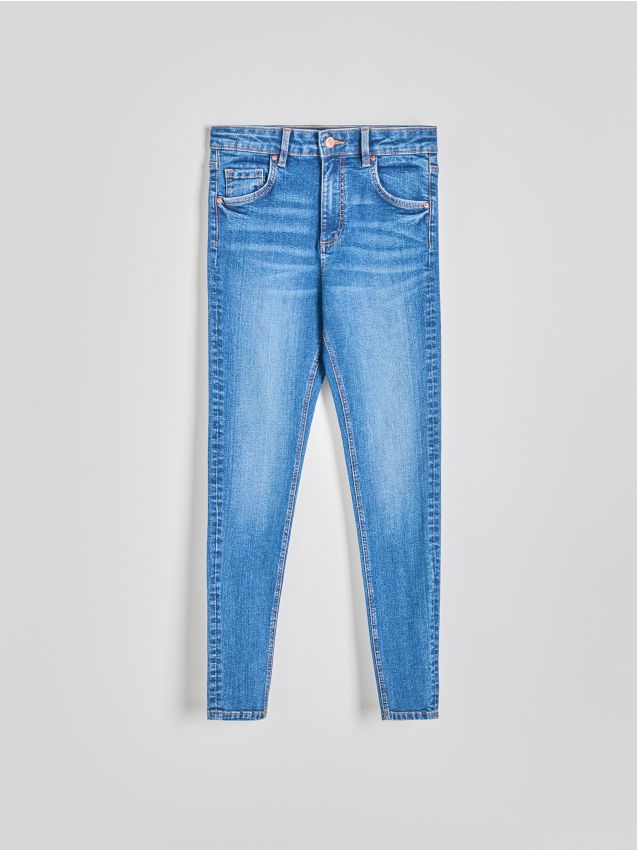 Reserved - Jeansy slim fit z wysokim stanem - granatowy