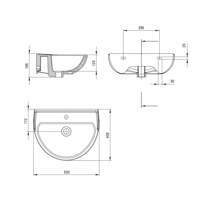 Umywalka ceramiczna wisząca Jasmin Deante CDJ 6U5W