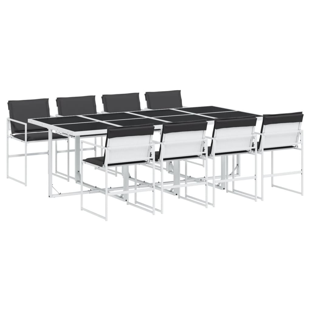 vidaXL 9-cz. zestaw mebli ogrodowych z poduszkami, biały, textilene