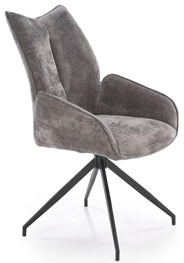 Popielate krzesło z siedziskiem obrotowym 360 stopni - Calvero