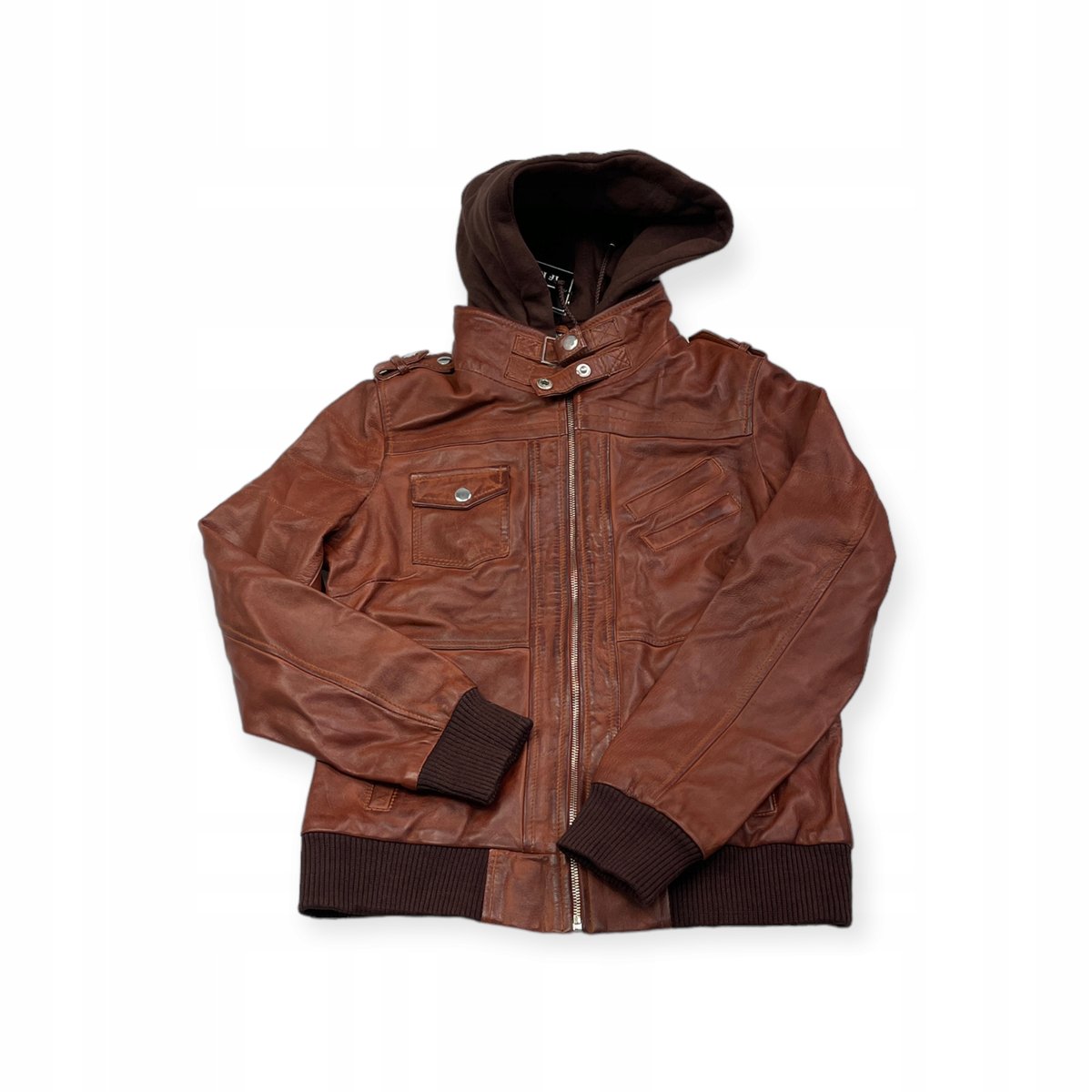 Skórzana kurtka damska z kapturem Real Leather S