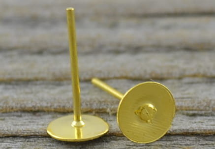 [40401] Baza kolczyka kolor złota tarcza 6mm 10par