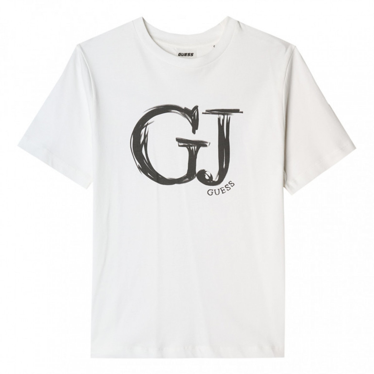 Damski t-shirt z nadrukiem Guess Sara - biały - GUESS