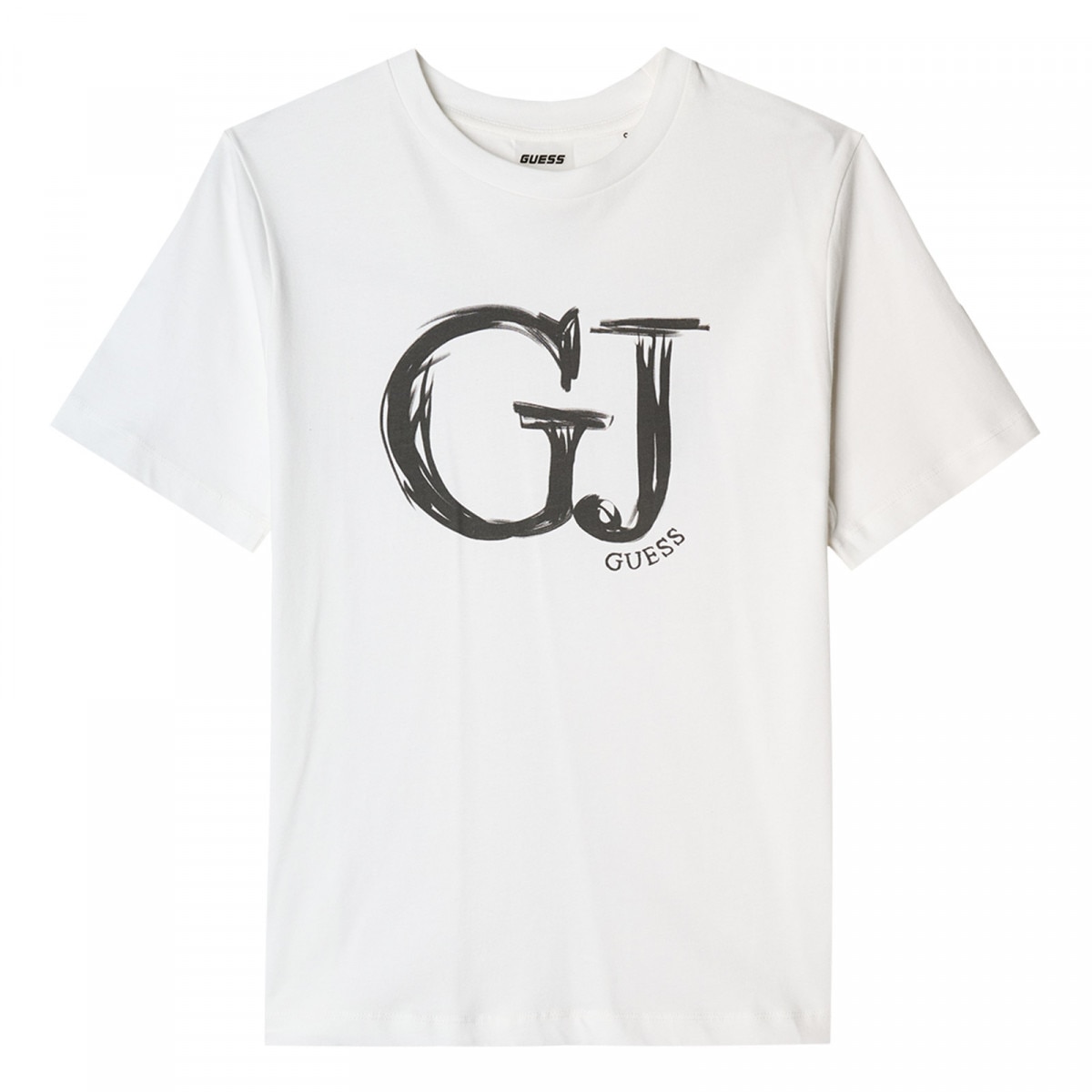 Damski t-shirt z nadrukiem Guess Sara - biały - GUESS