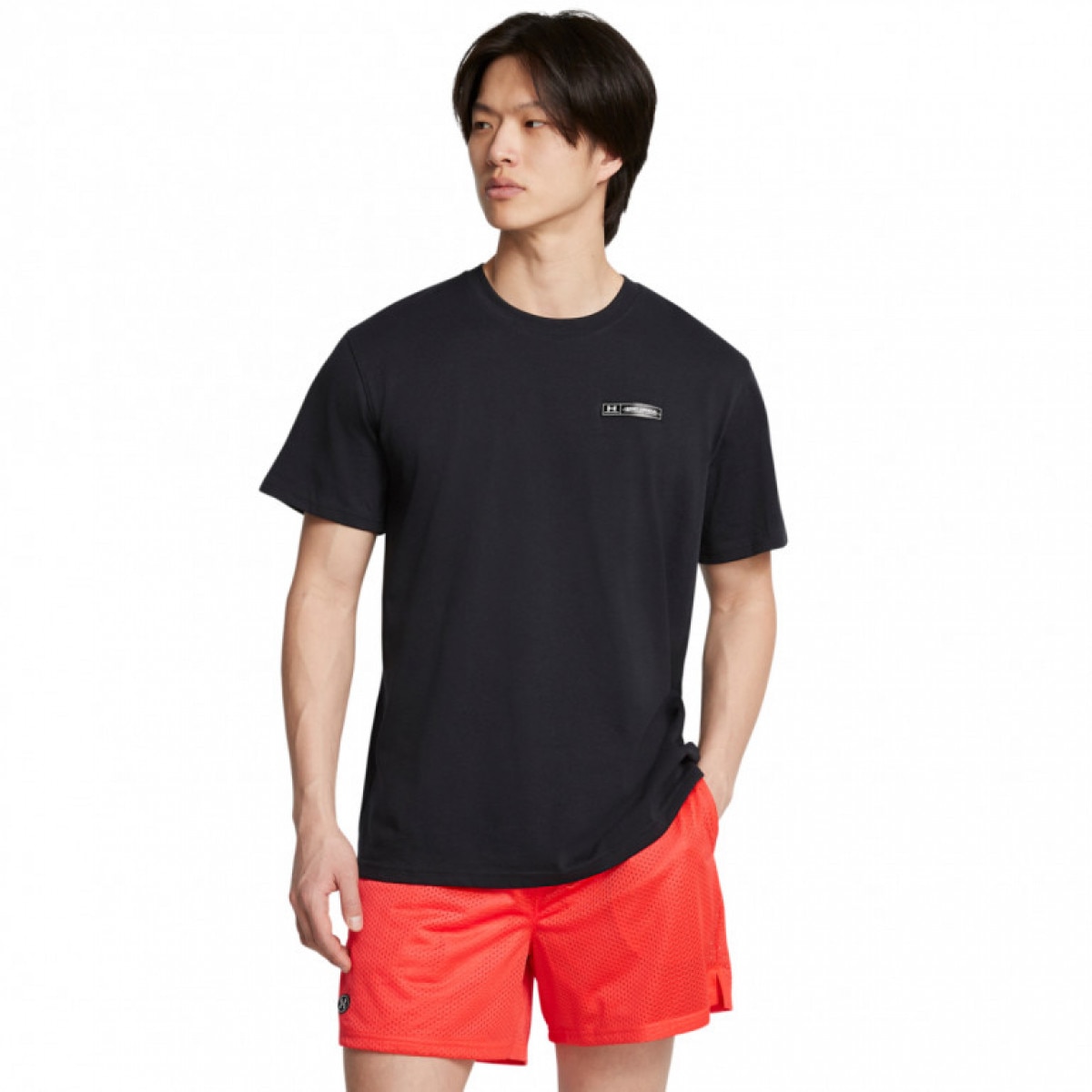 Męski t-shirt z nadrukiem Under Armour UA HW Armour Label SS - czarny - UNDER ARMOUR