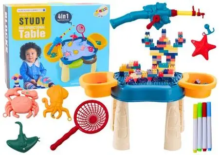 Stolik wielofunkcyjny 4w1 niebieski - Leantoys