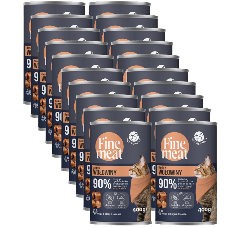 PetRepublic Fine Meat danie z wołowiny 20x400g dla kota