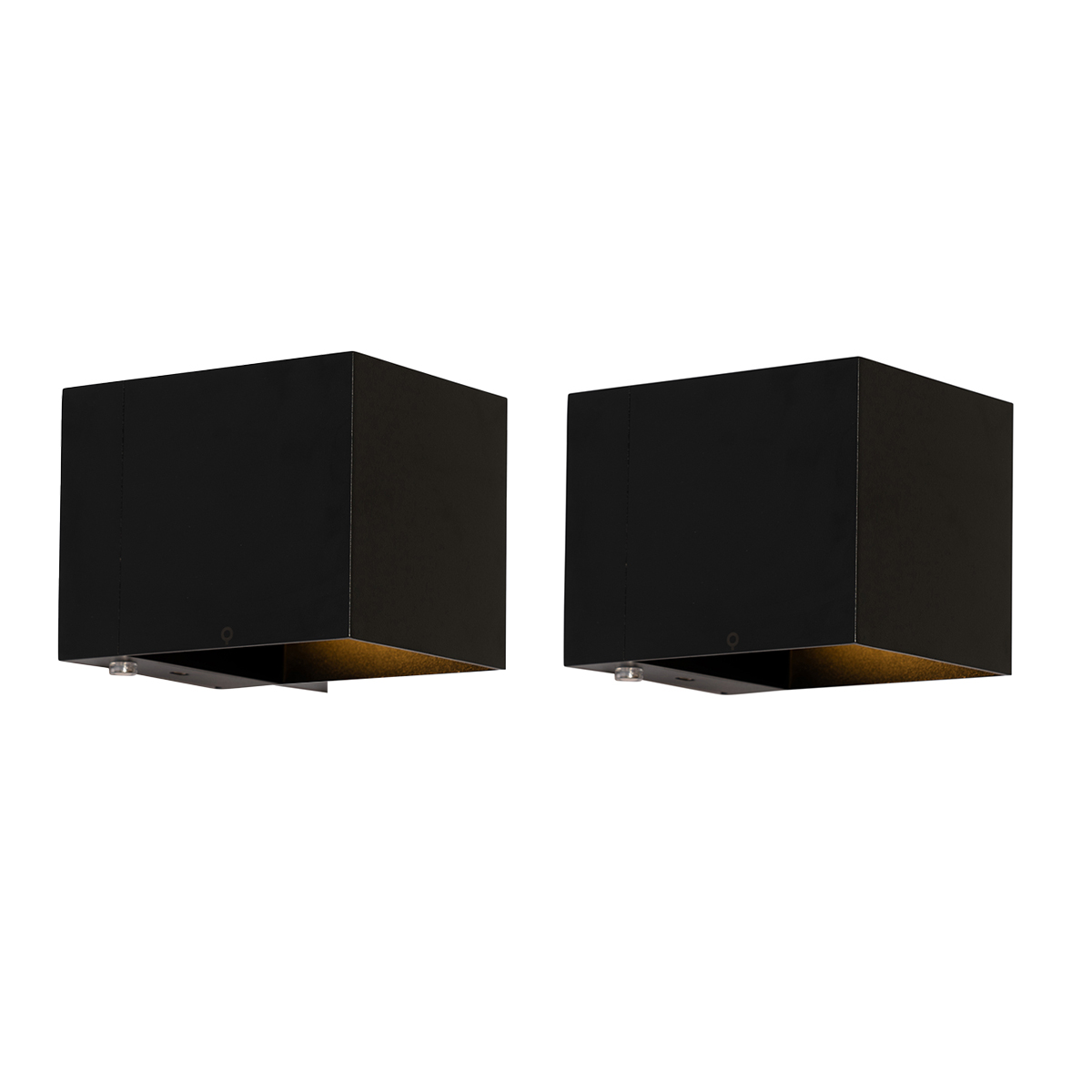 QAZQA Set van 2 wandlampen zwart incl. LED en touch dimmer oplaadbaar - Joris