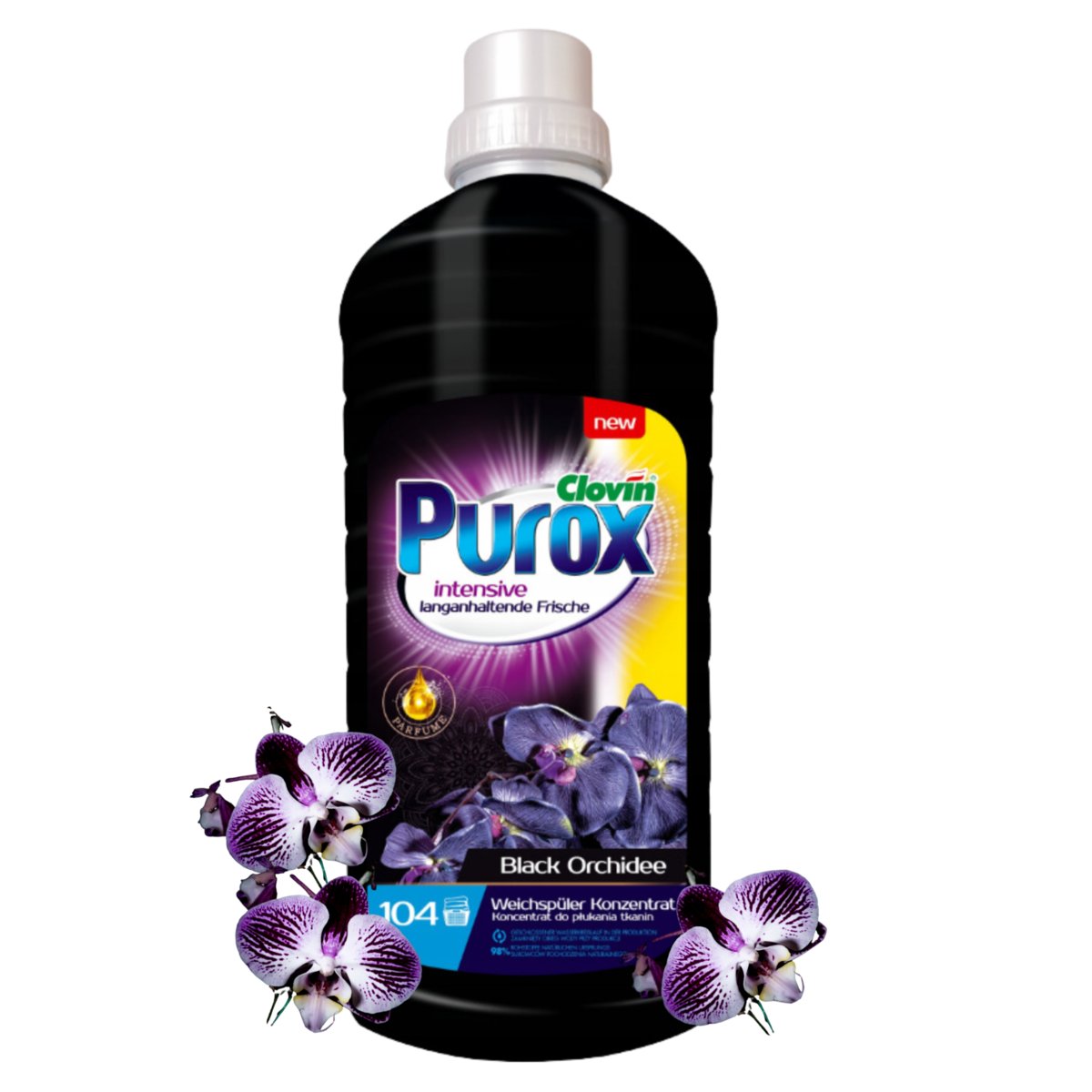 Purox Koncentrat Płyn Do Płukania Tkanin 2,6 L Czarny Orchidee Zmiękcza