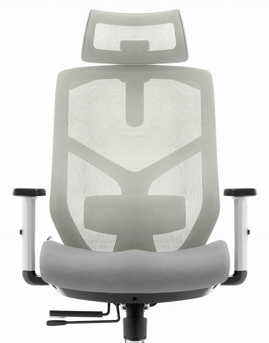 Fotel biurowy ergonomiczny obrotowy Hell's Chair HC- 1052 PLUS Szary Biały TKANINA